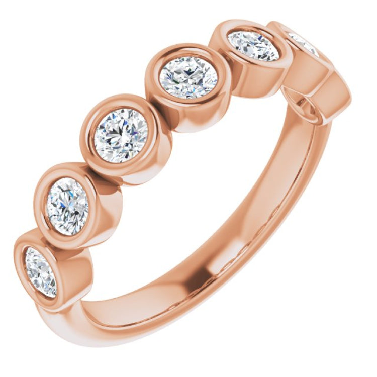 14K Rose 5/8 CTW Natural Diamond Anniversary Band