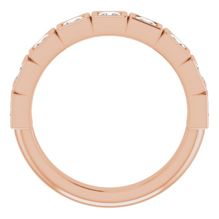 14K Rose 3/4 CTW Natural Diamond Anniversary Band