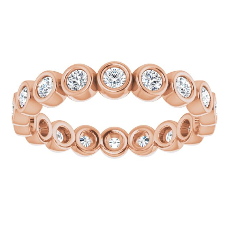 14K Rose 7/8 CTW Natural Diamond Eternity Band Size 7