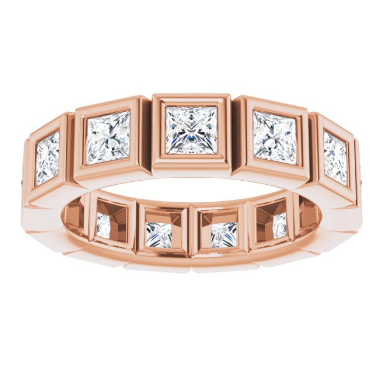 14K Rose 2 1/4 CTW Natural Diamond Eternity Band Size 7