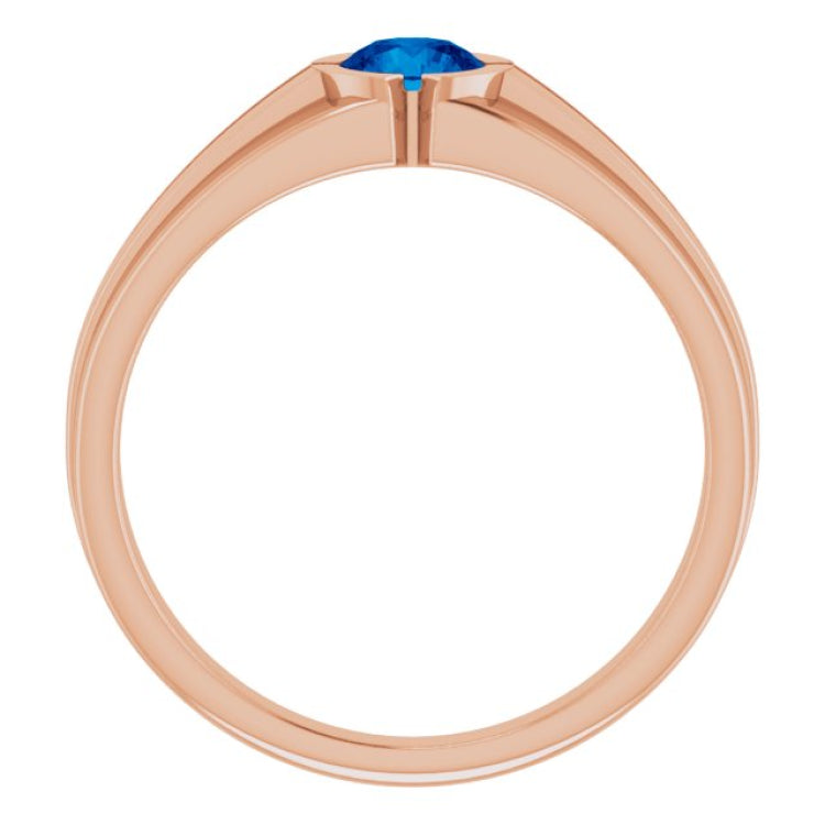 14K Rose Lab-Grown Blue Sapphire Ring
