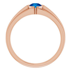 14K Rose Lab-Grown Blue Sapphire Ring
