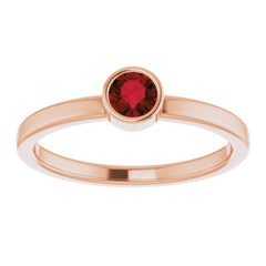 14K Rose 4 mm Natural Mozambique Garnet Ring