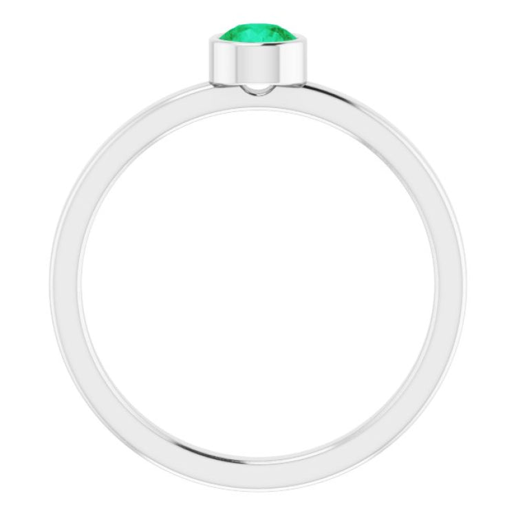 Platinum 4 mm Natural Emerald Ring