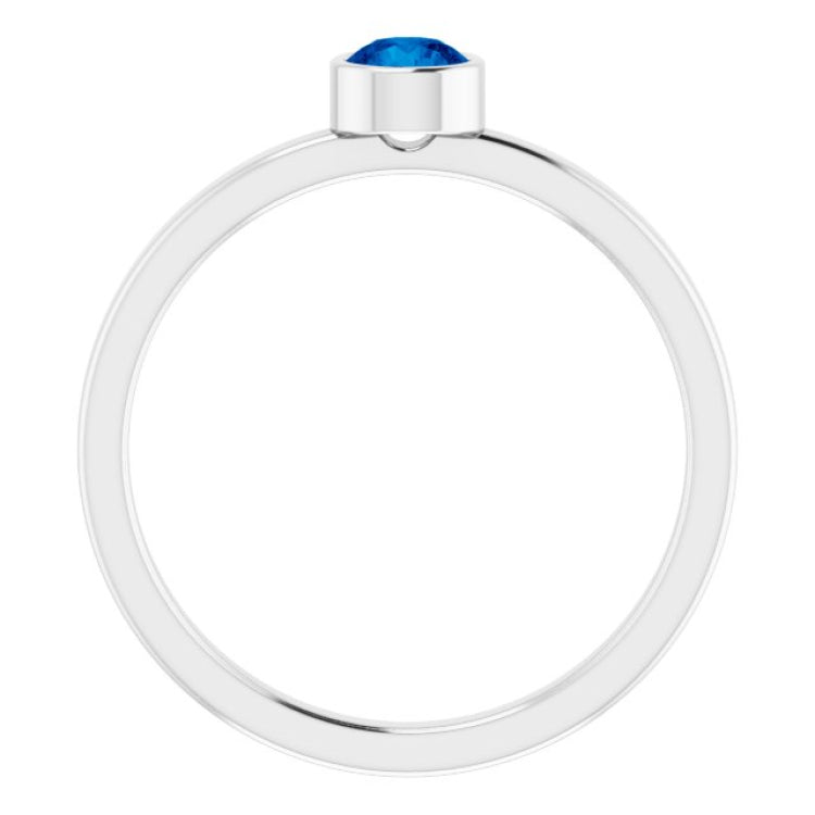 Platinum 4 mm Natural Blue Sapphire Ring