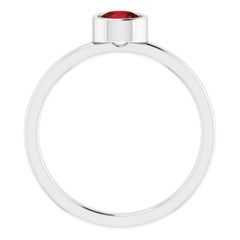 14K White 5 mm Natural Mozambique Garnet Ring