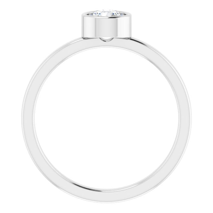 14K White 5 mm Natural White Sapphire Ring