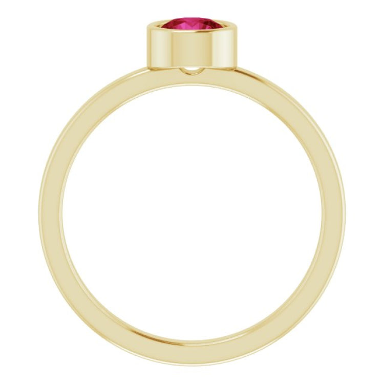 14K Yellow 5 mm Natural Ruby Ring