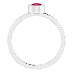 Platinum 5 mm Lab-Grown Ruby Ring