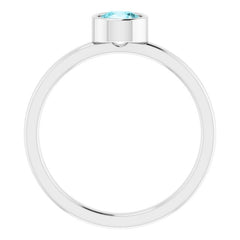 Platinum 5 mm Natural Blue Zircon Ring