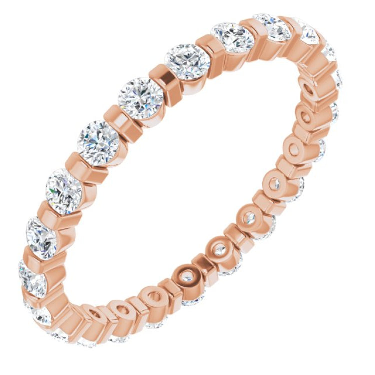 14K Rose 5/8 CTW Natural Diamond Eternity Band Size 5