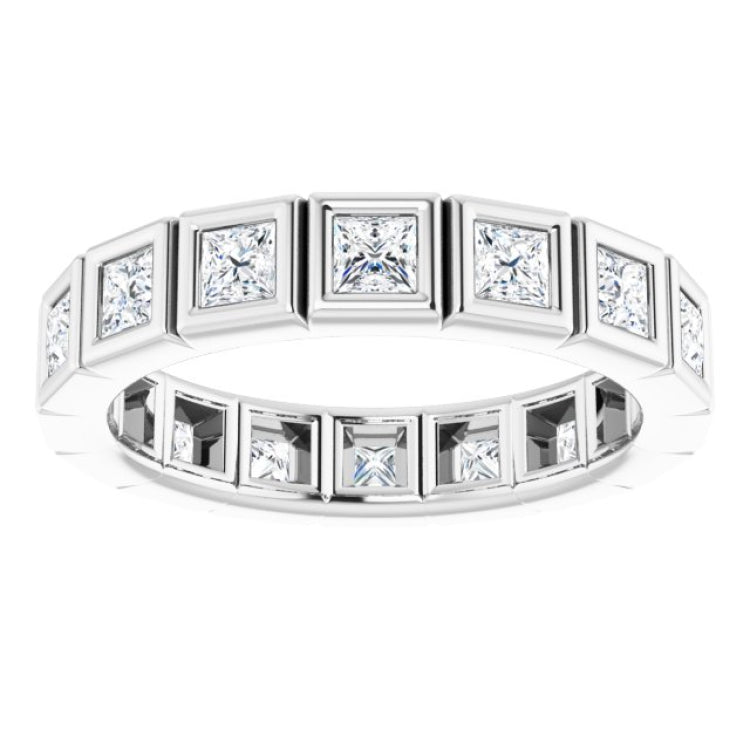 14K White 1 1/8 CTW Natural Diamond Eternity Band Size 5