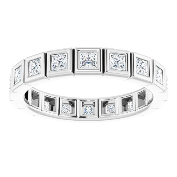 14K White 9/10 CTW Natural Diamond Eternity Band Size 6