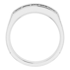 14K White 3/4 CTW Natural Diamond Milgrain Band