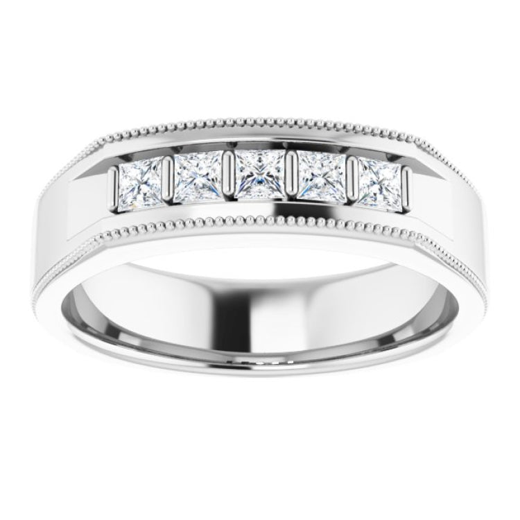 14K White 1/2 CTW Natural Diamond Milgrain Band