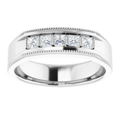 14K White 1/2 CTW Natural Diamond Milgrain Band
