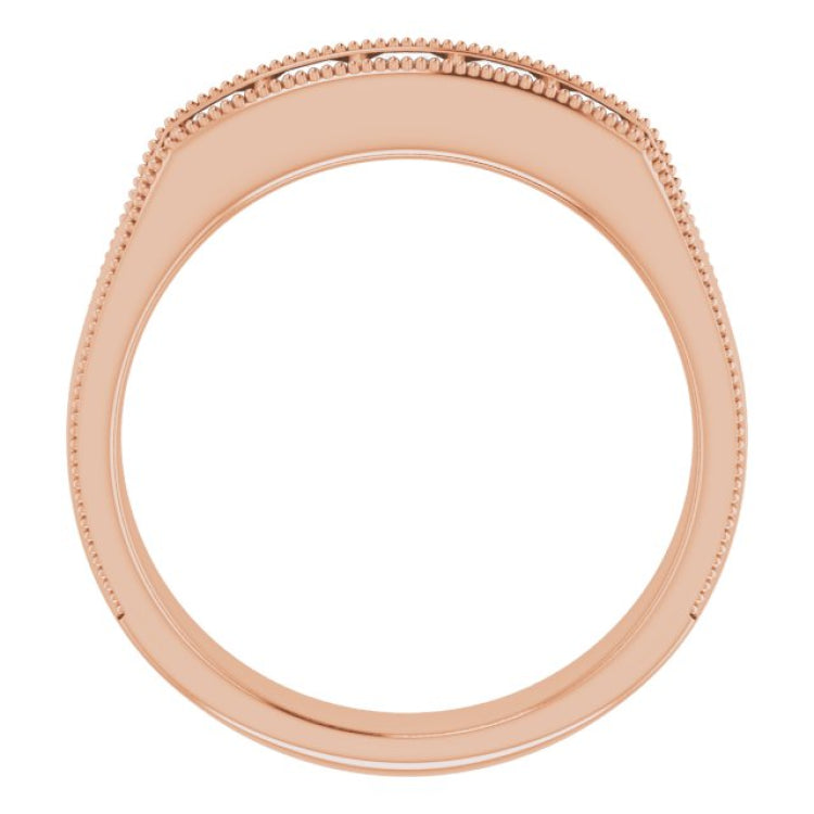 14K Rose 3/4 CTW Natural Diamond Milgrain Band