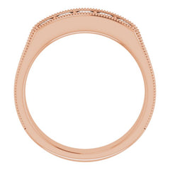 14K Rose 3/4 CTW Natural Diamond Milgrain Band