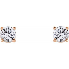 14K Rose 4 mm Natural White Sapphire Stud Earrings