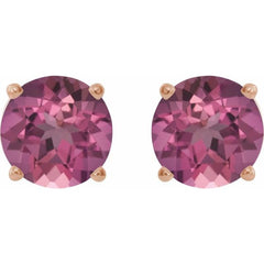 14K Rose 5 mm Natural Pink Tourmaline Stud Earrings