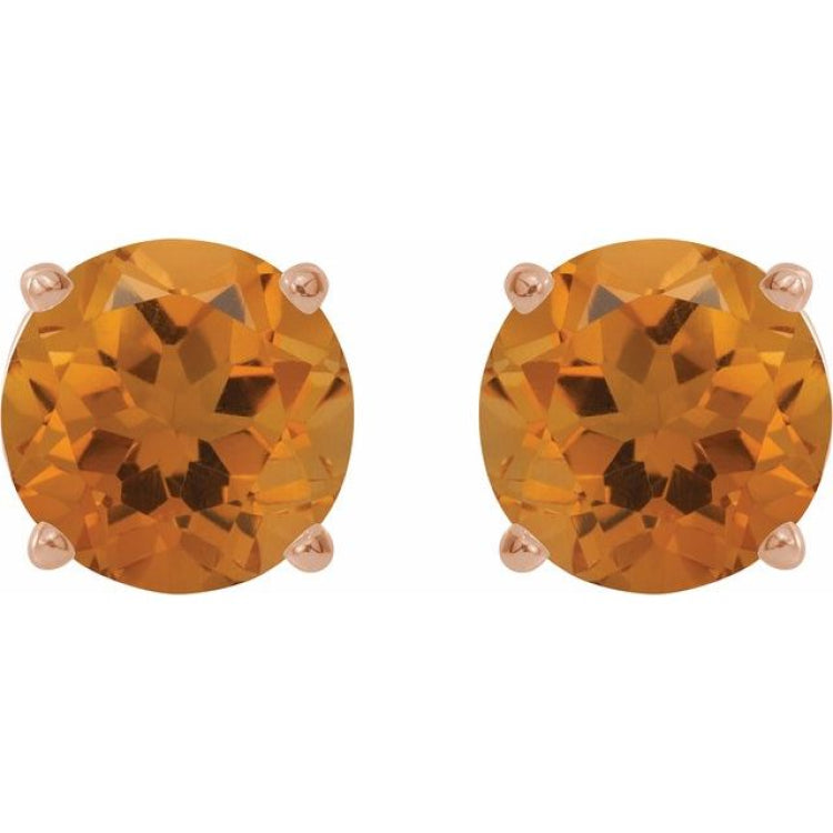 14K Rose 5 mm Natural Citrine Stud Earrings