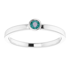 14K White 3 mm Lab-Grown Alexandrite Ring