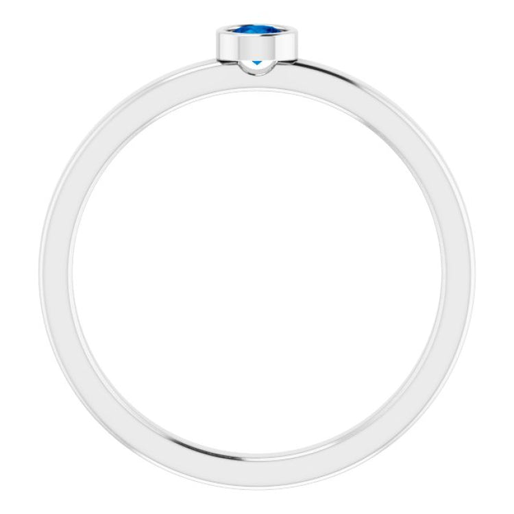 Rhodium-Plated Sterling Silver 3 mm Natural Blue Sapphire Ring