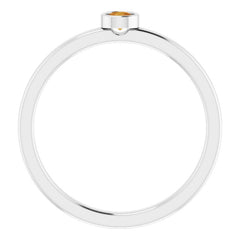 Rhodium-Plated Sterling Silver 3 mm Natural Citrine Ring