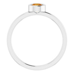 14K White 4.5 mm Natural Citrine Ring