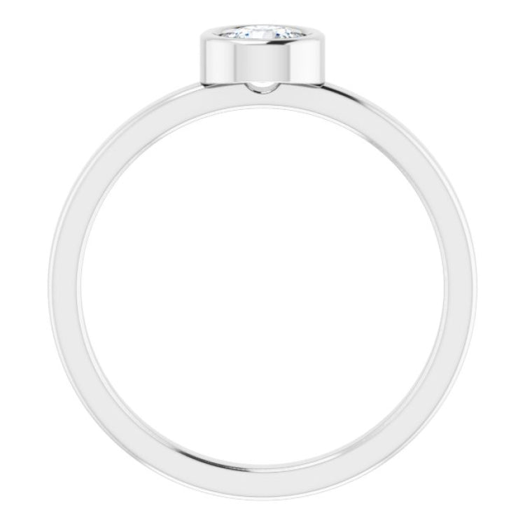 14K White 4.5 mm Natural White Sapphire Ring
