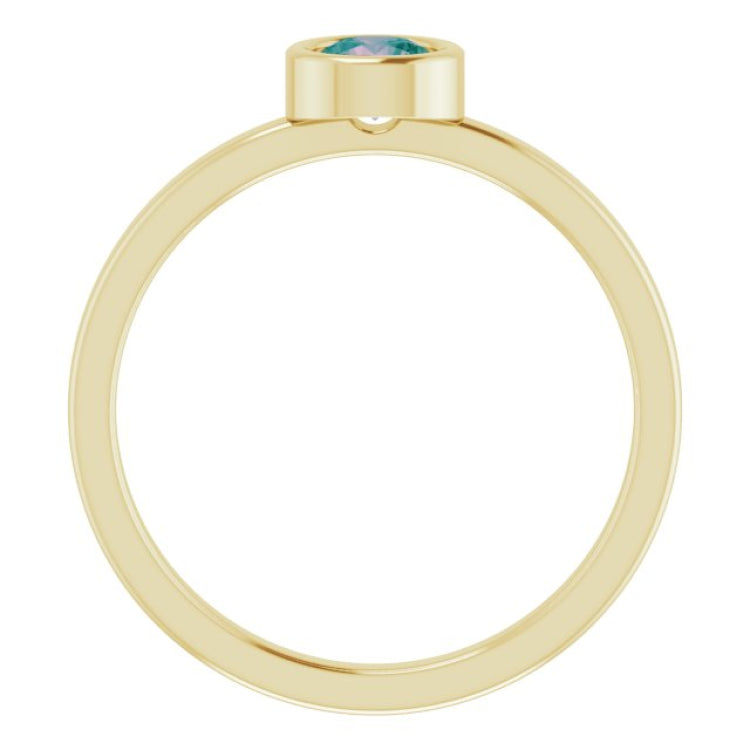 14K Yellow 4.5 mm Lab-Grown Alexandrite Ring