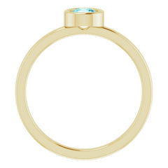 14K Yellow 4.5 mm Natural Blue Zircon Ring