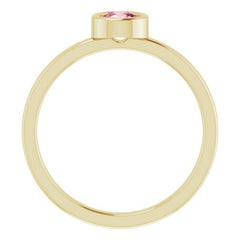 14K Yellow 4.5 mm Natural Pink Tourmaline Ring