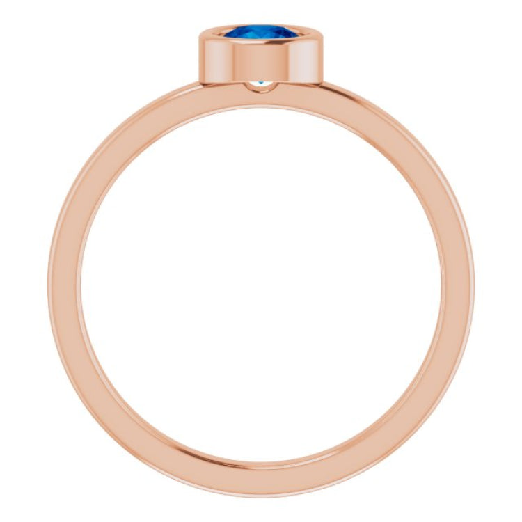 14K Rose 4.5 mm Natural Blue Sapphire Ring