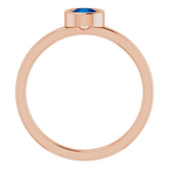 14K Rose 4.5 mm Natural Blue Sapphire Ring
