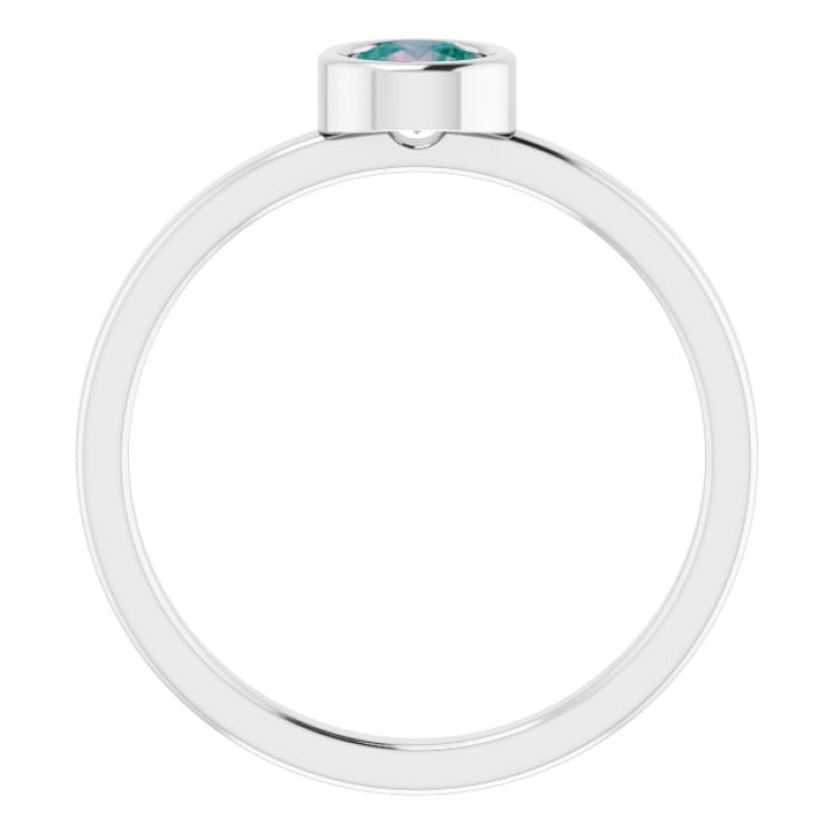 Rhodium-Plated Sterling Silver 4.5 mm Lab-Grown Alexandrite Ring