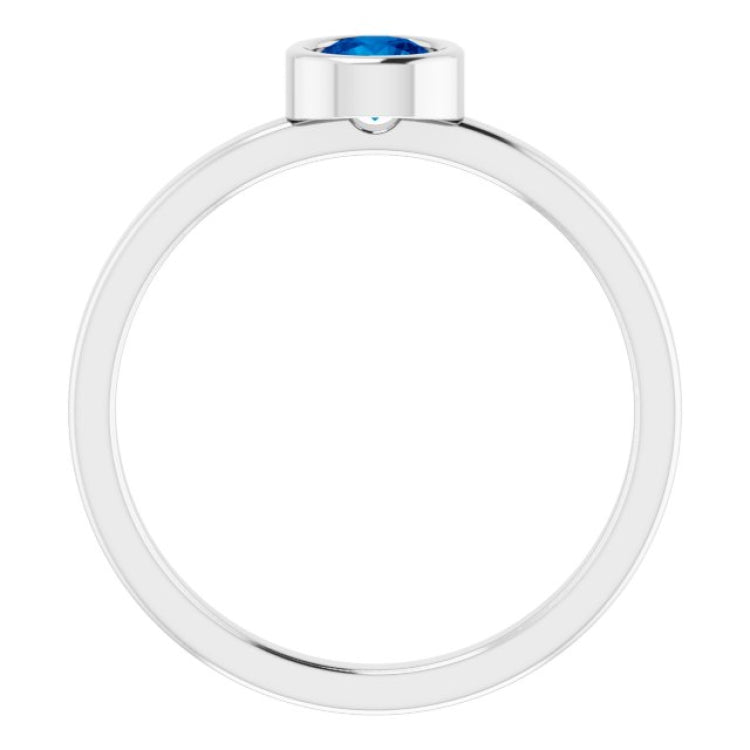 Rhodium-Plated Sterling Silver 4.5 mm Natural Blue Sapphire Ring