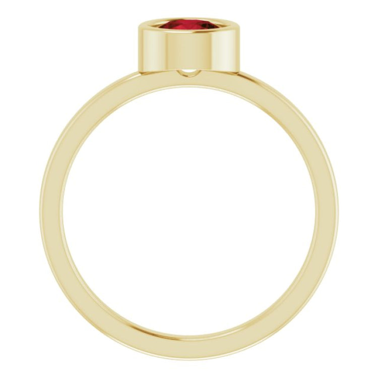 14K Yellow 5.5 mm Natural Mozambique Garnet Ring