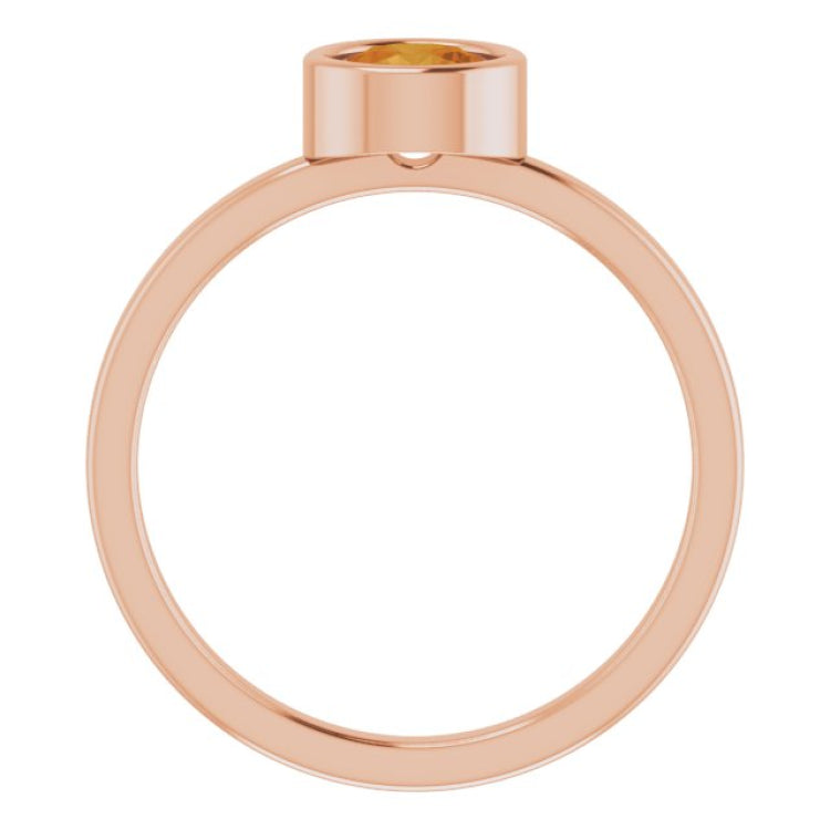 14K Rose 5.5 mm Natural Citrine Ring