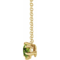 14K Yellow 4 mm Natural Peridot Solitaire 16-18" Necklace