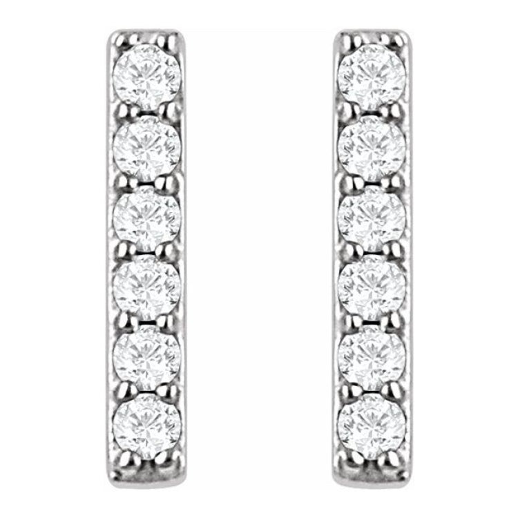 14K White 1/10 CTW Lab-Grown Diamond Bar Earrings