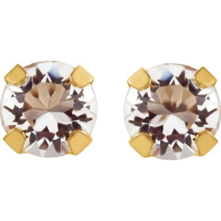 14K Yellow Imitation Sapphire Inverness® Piercing Stud Earrings