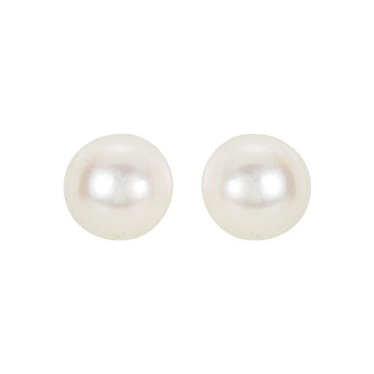 14K White 4 mm Cultured White Akoya Pearl Earrings