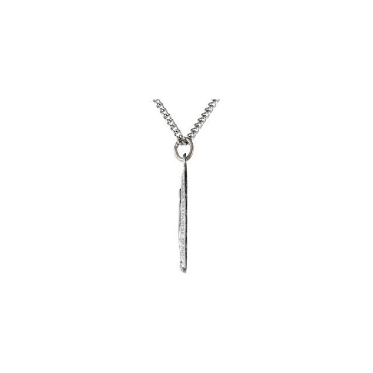 Sterling Silver 29x20 mm Oval Miraculous Medal 24" Necklace