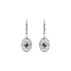 Sterling Silver Natural Blue Sapphire Lever Back Earrings