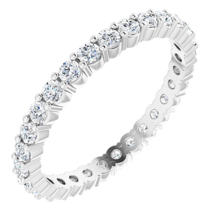 14K White 3/4 CTW Natural Diamond Eternity Band Size 7.5