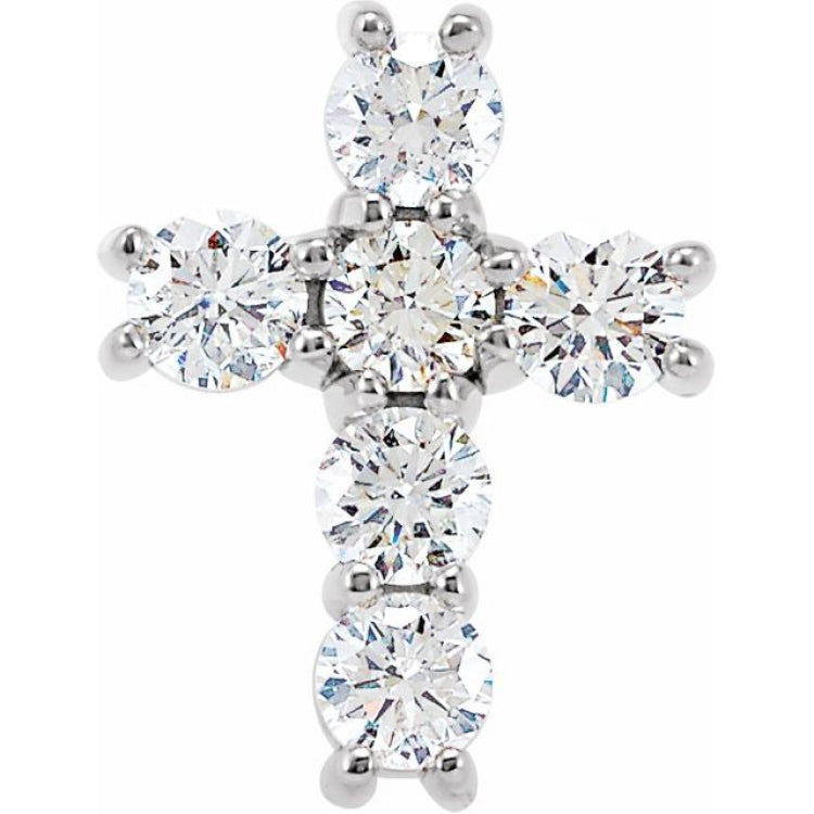 14K White 3/4 CTW Natural Diamond Cross Pendant