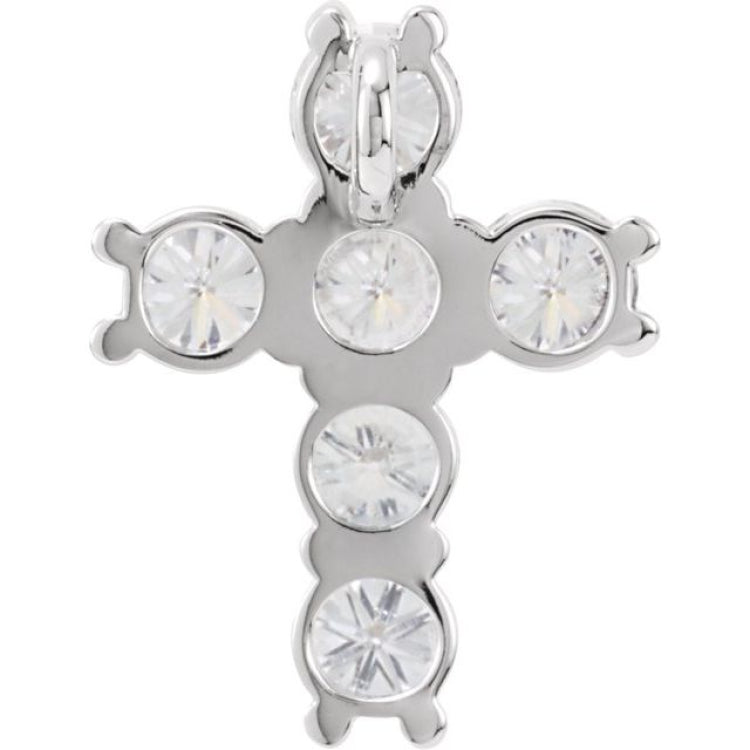 14K White 1 3/8 CTW Natural Diamond Cross Pendant