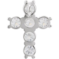 14K White 1 3/8 CTW Natural Diamond Cross Pendant