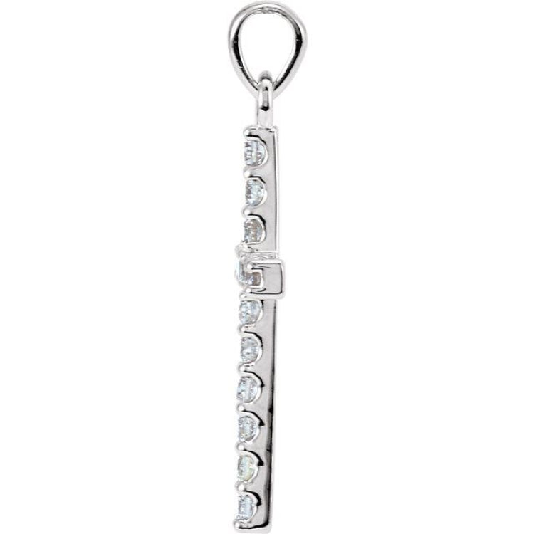 14K White 1 1/4 CTW Natural Diamond Cross Pendant